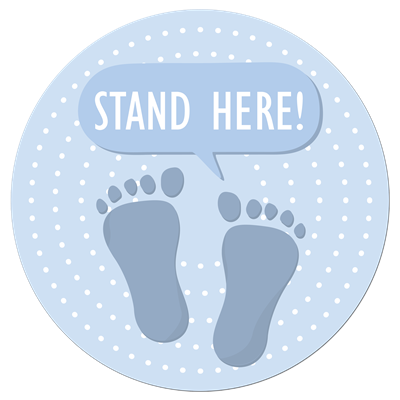 12” Round Stand Here Kids Floor Decal
