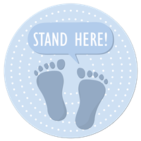 12” Round Stand Here Kids Floor Decal